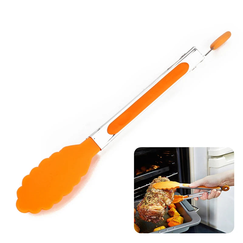 Food Tong Stainless Steel Kitchen Tongs Silicone Nylon Non-Slip Cooking Clip Clamp BBQ Salad Tools Grill Kitchen Accessories