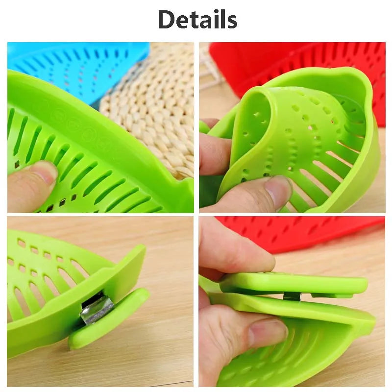 Universal Silicone Clip-on Pan Pot Strainer Anti-spill Pasta Pot Strainer Food Grade Rice Fruit Colander Strainer Kitchen Items